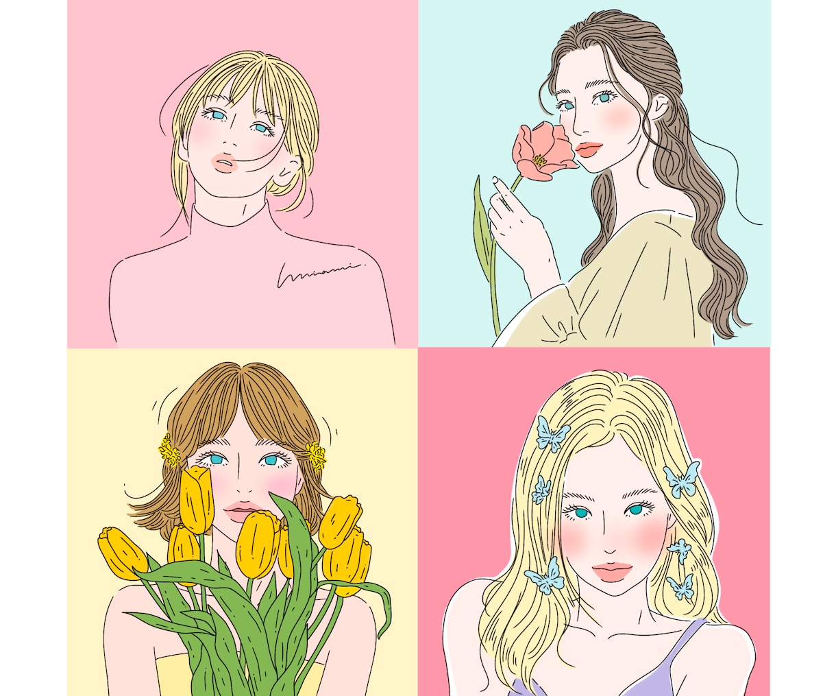 韓国風＊フルカラー似顔絵アイコン作成します おしゃれでかわいいSNS・X・インスタ用プロフィール画像 イメージ1