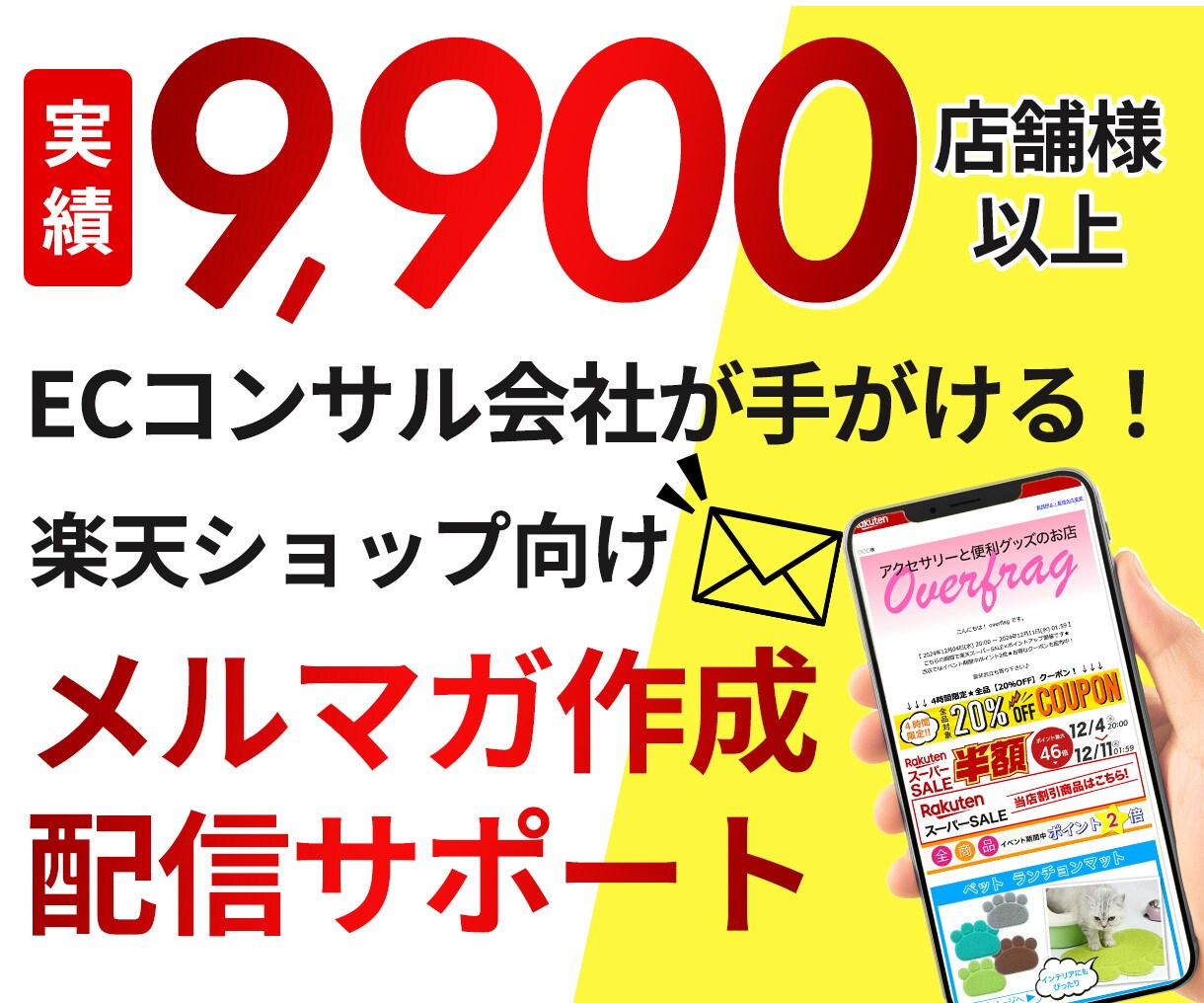 限定価格★楽天HTMLメルマガ作成と配信代行します 集客率を高める効果的な効果的な文章作成＆配信を代行します イメージ1