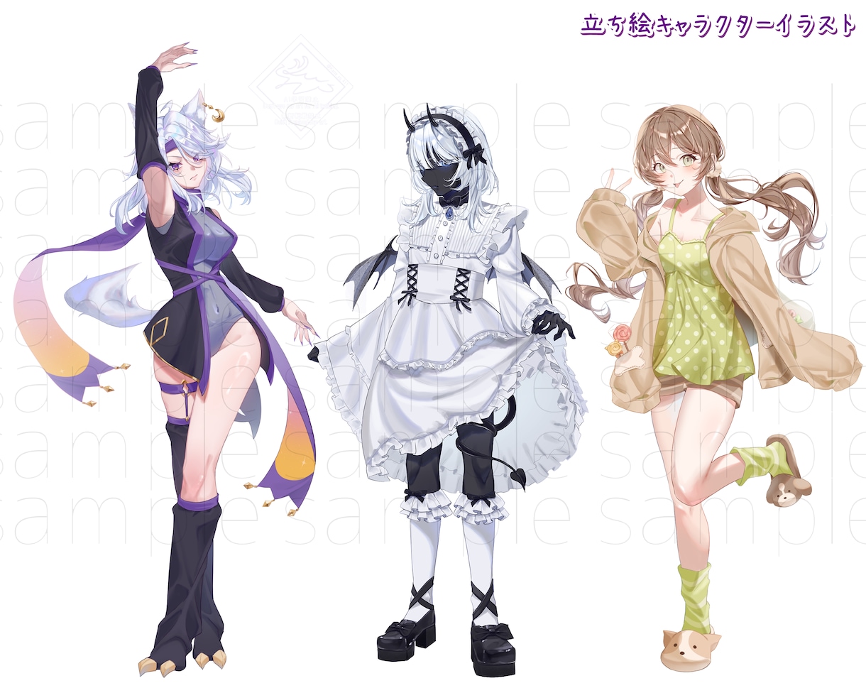 立ち絵からデフォルメまで、美麗なイラスト描きます 様々な絵柄で対応可能！各お客様にぴったりの作品を提供します。 イメージ3