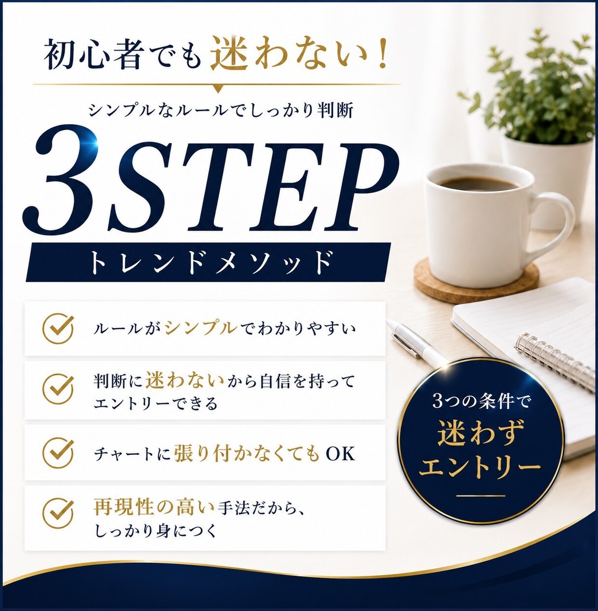 完全無裁量！3STEPで判断するFX手法教えます 初心者でも3つの条件だけでエントリー！ イメージ3