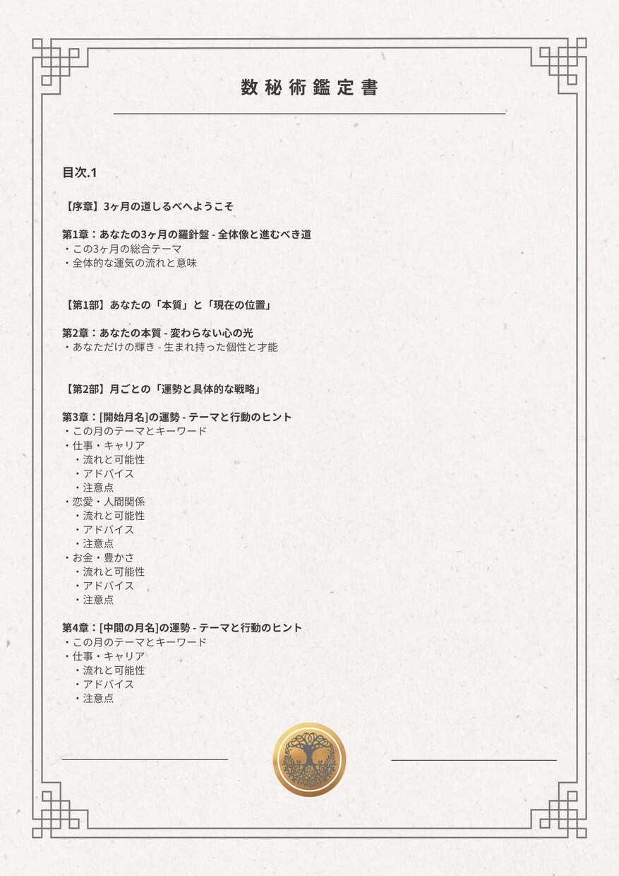 数秘術┃３ヶ月の方針書。仕事恋愛伴走サポートします 5,000字超の戦略書＋相談＋最大3週間の伴走で３ヶ月を攻略 イメージ2