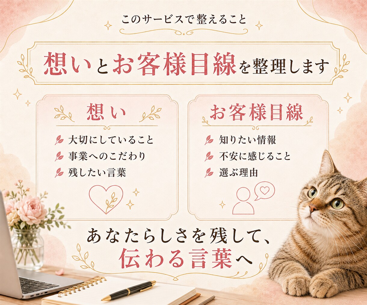 想いに寄り添うホームページ文章を作ります SEO目線で文章とキャッチコピーまで整えます イメージ5