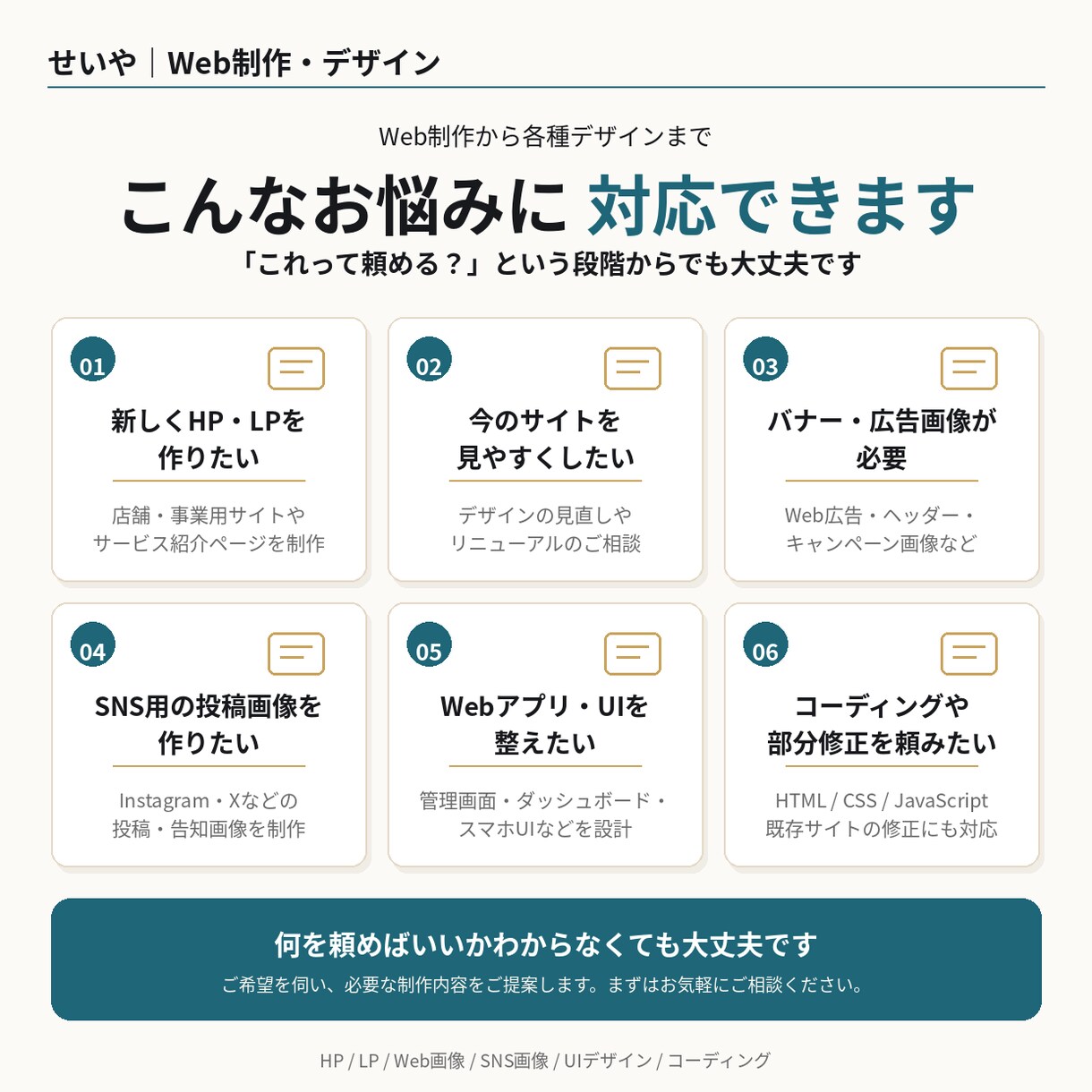 HP・LPなどのWebサイトを丁寧に制作します デザインから実装まで、まとめて丁寧に対応します イメージ4