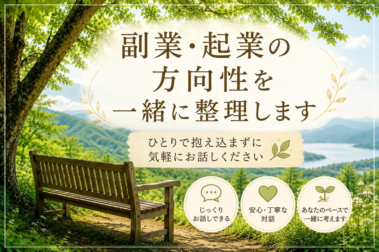 副業・起業の方向性を一緒に整理します 一人で悩まず、次の一歩を一緒に考えませんか？ イメージ1