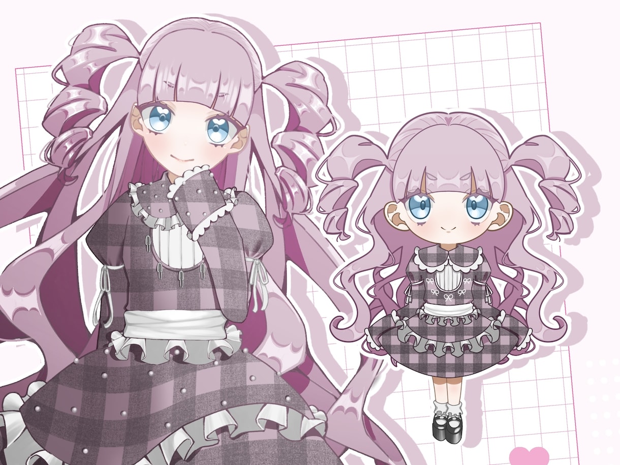 立ち絵、デフォルメイラスト2点セット販売します ♡これからVTuberさんや活動者を目指す方にオススメです♩ イメージ1