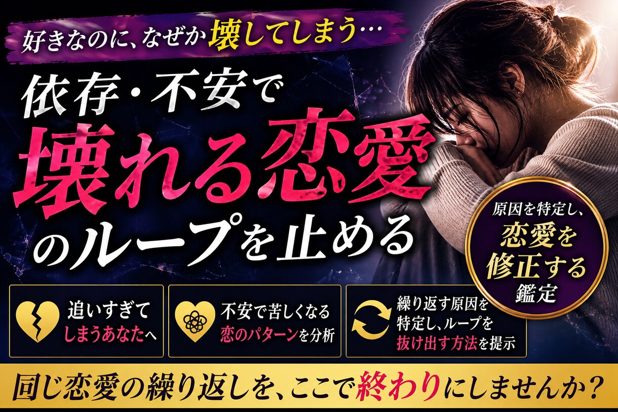 追いすぎて壊れる恋愛パターンを修正します 追いすぎて終わる恋愛から抜け出す方法 イメージ1