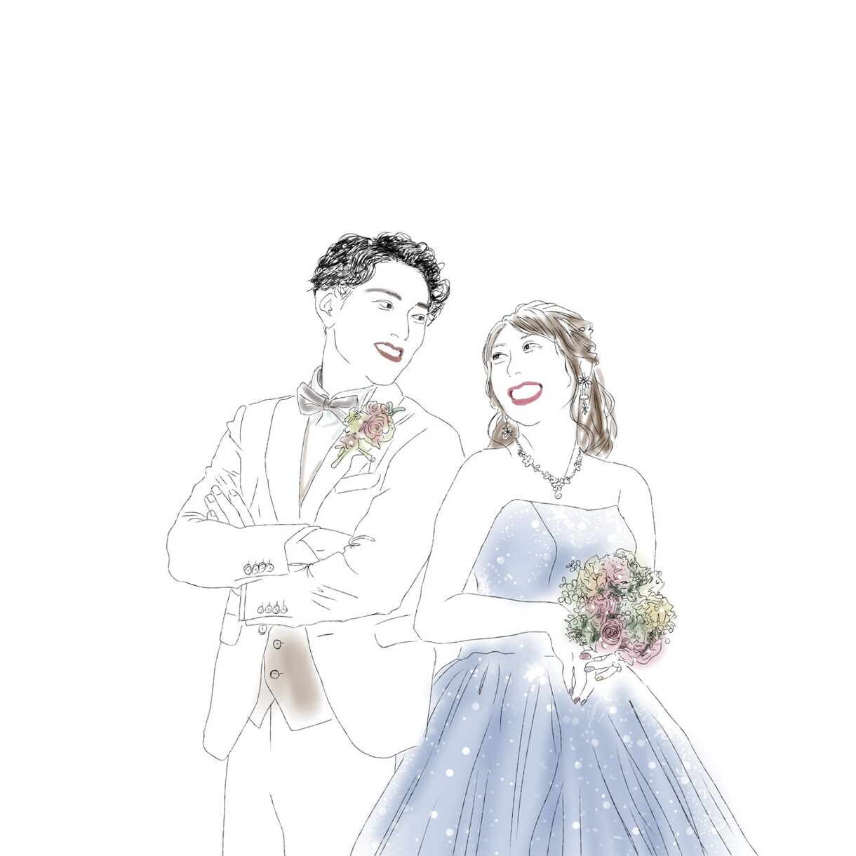 シンプルで柔らかい似顔絵描きます ヒヤリングしっかりとする想いがこもった似顔絵 イメージ3