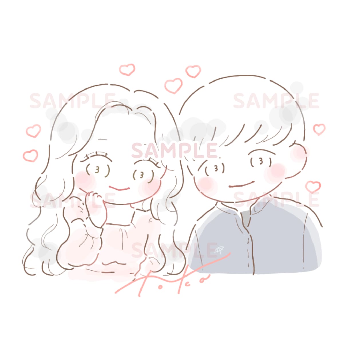 2-3人用♡お写真からゆるふわ似顔絵をお描きします 記念日のプレゼントや思い出作りにどうぞ♪ イメージ3