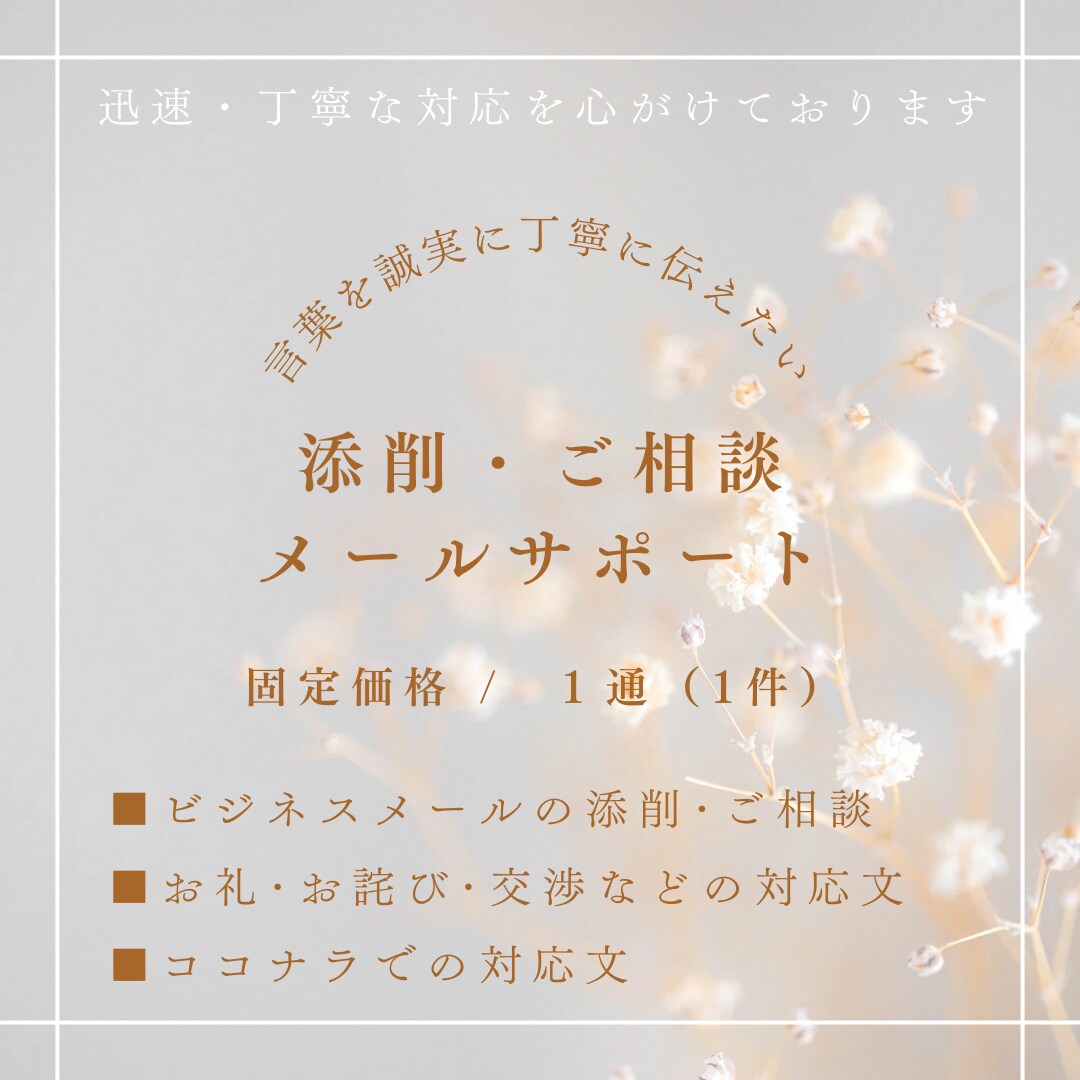 メールの添削やご相談承ります 特にお詫びやお断りの自作メールが不安 イメージ1