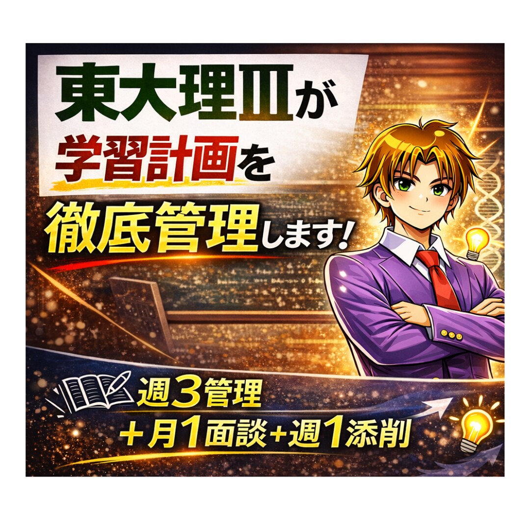 東大理Ⅲが学習計画と数学の添削までサポートします 日々の進捗管理＋月1面談＋数学添削で学習を強化 イメージ1