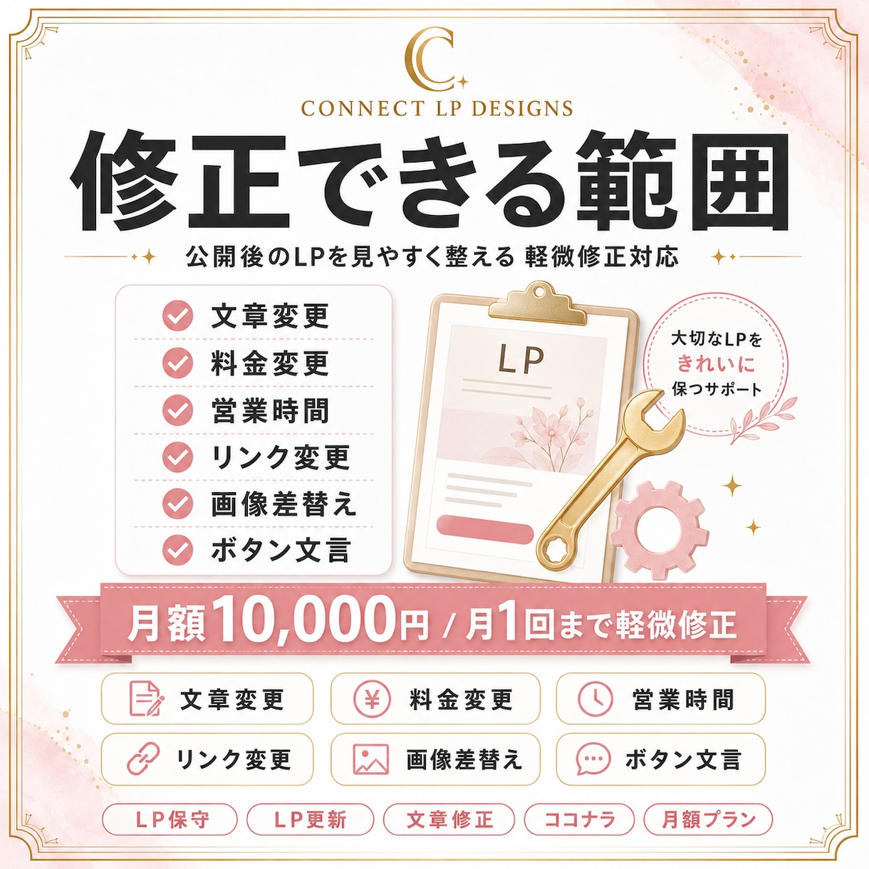 LP保守 月1回の軽微修正を対応します LP軽微修正(文章/料金/画像) 月10,000円 イメージ2