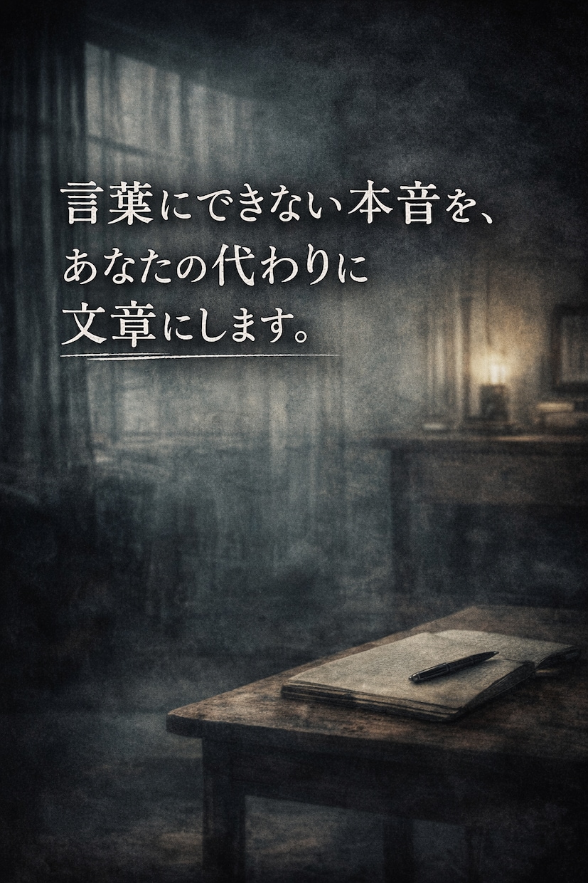 言葉にできない本音を、あなたの代わりに文章にします 「言葉にならなかった感情を、あなたの代わりに文章にします」 イメージ1