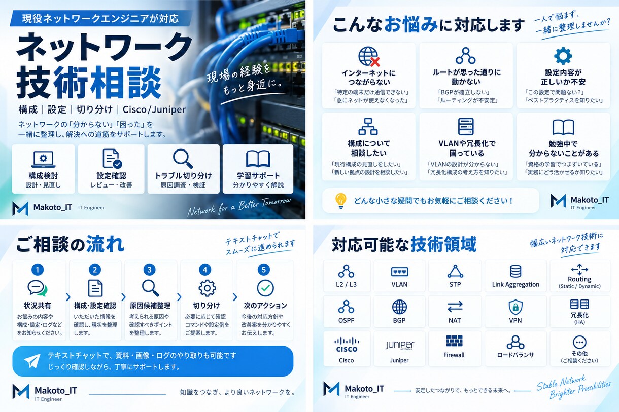 ネットワークの技術相談・切り分けを支援します 現役エンジニアが構成・設定・トラブルを一緒に整理 イメージ4