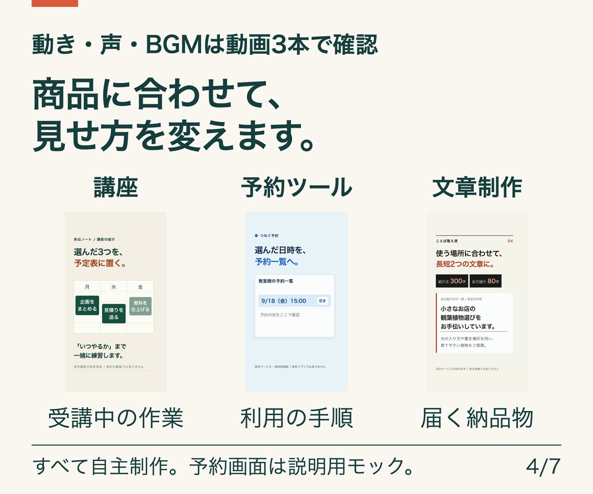 講座・サービスの30秒紹介動画を制作します 台本不要。商品説明から、動画・カバー・投稿文まで一式に イメージ4