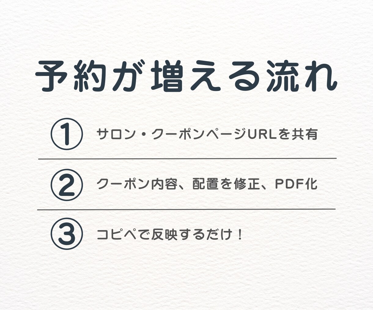 ホットペッパークーポンの予約が入る改善をします “貼るだけ”のテキストで、翌日から使えます。 イメージ2