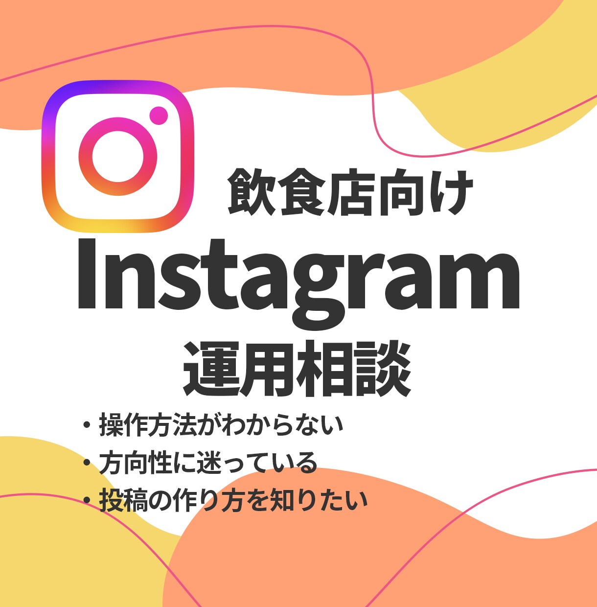 飲食店のインスタ相談！なんでもお悩み聞きます 操作が不安、投稿が伸びない！なんでもOKです！ イメージ1