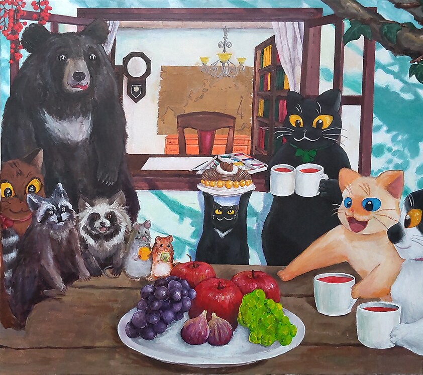 原画を配送☆動物の絵本調イラストお描きします うちの子がファンタジーの世界に♪ご希望の舞台で描きます イメージ5