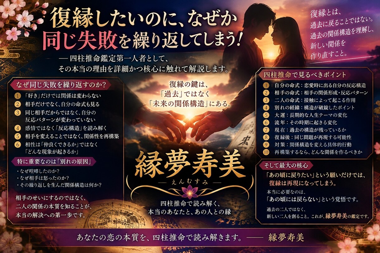 四柱推命からあなたの構造にこだわった鑑定をします 「なぜ同じ繰り返してしまうのか」を命式の内面から読み解きます イメージ4