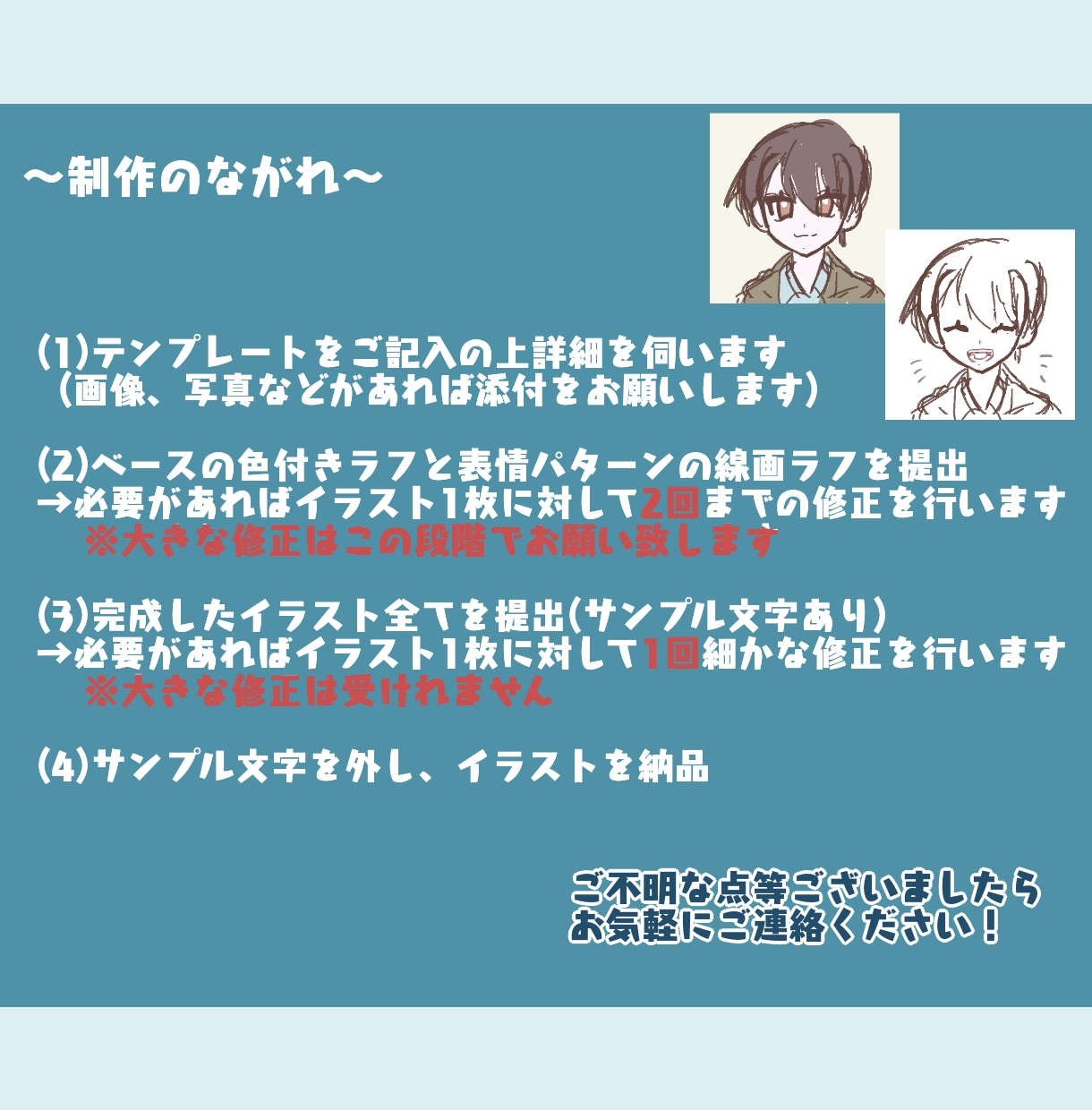自分だけの表情パターン4点イラストセットを描きます 表情豊かでSNSアイコンやブログの吹き出しにピッタリ！！ イメージ3
