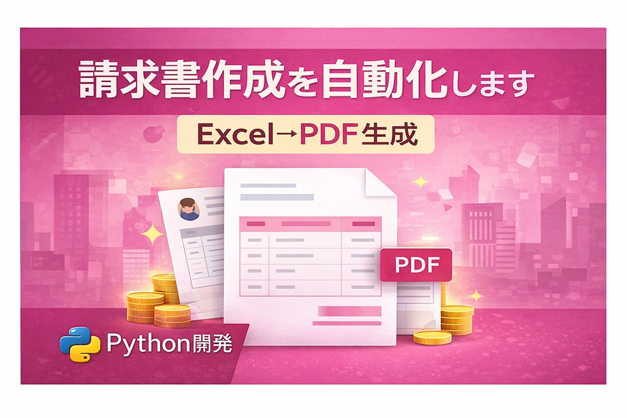 請求書作成を自動化（Excel→PDF生成）します Excelデータから請求書PDFを一括生成 イメージ1