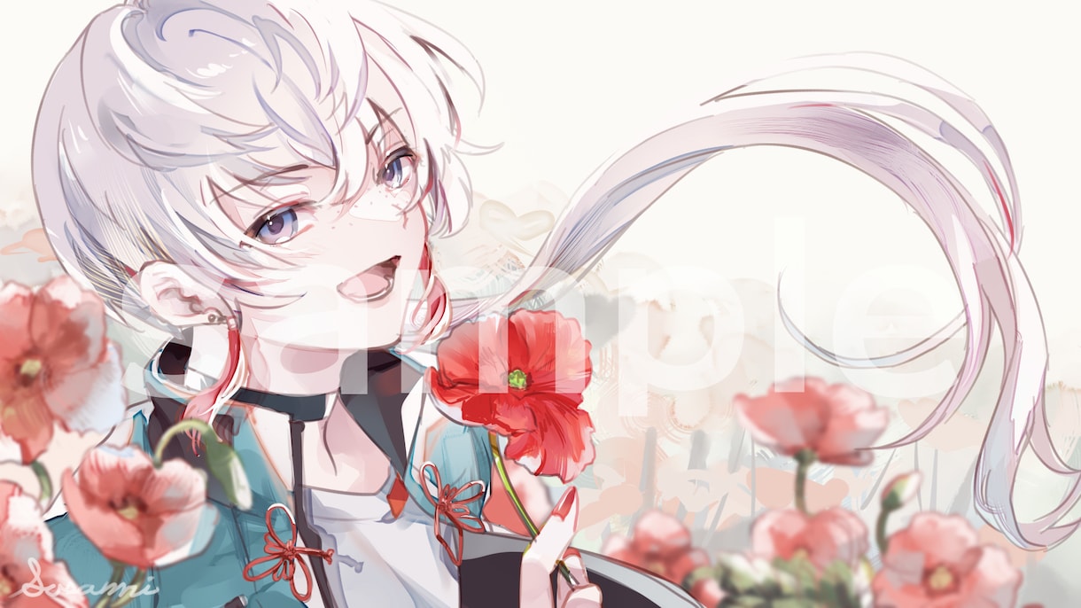 サムネ・アイコン・ヘッダー等のイラスト描きます キャラクターに合わせてオーダーメイドでお花盛りできます！ イメージ5