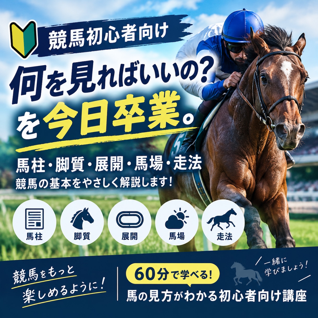 競馬の基礎を60分で学べます 「競馬、何を見ればいいの？」を卒業。競馬初心者向け60分講座 イメージ1