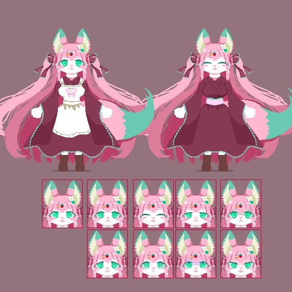 表情差分5種込ゲーム・配信用のドット絵制作ます TRPG自作ゲームアイコン配信スタンプに使える全身ドット絵 イメージ1