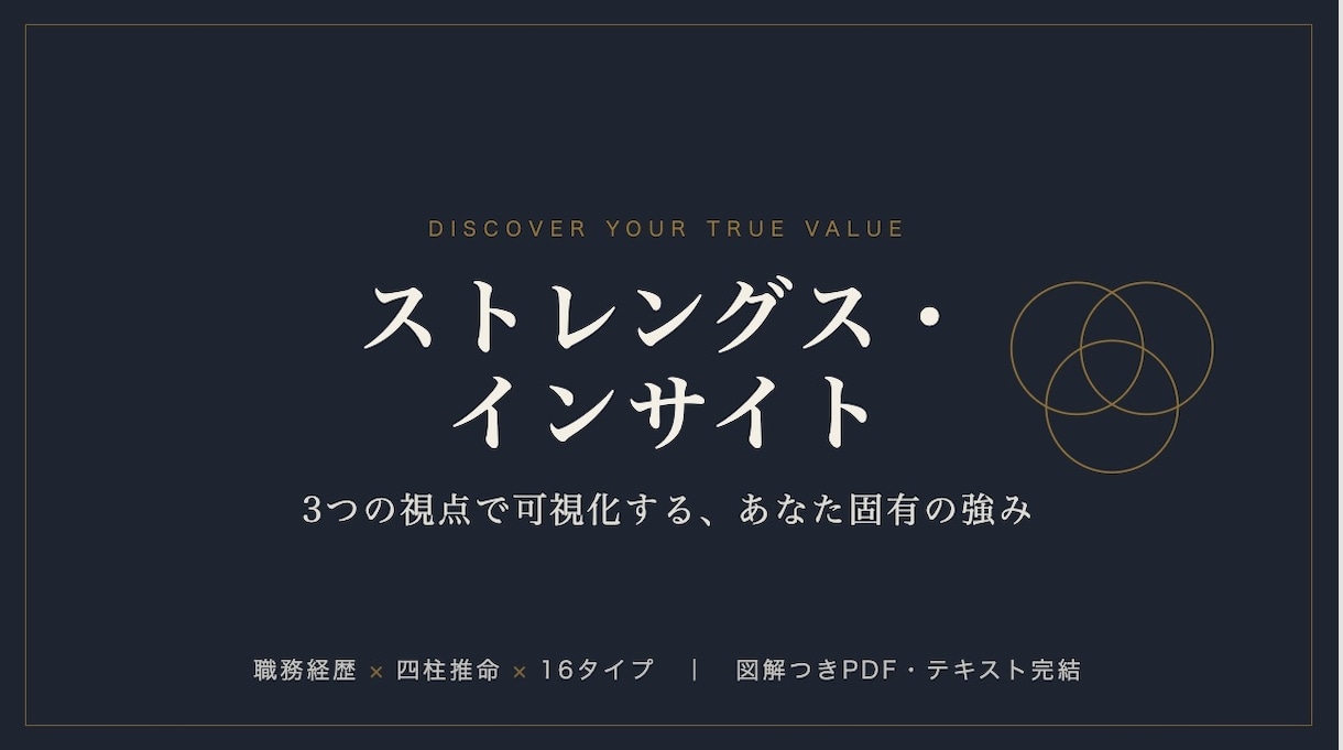 職務経歴×四柱推命×MBTIで強みを可視化します ストレングス・インサイト｜3つの視点で可視化するあなたの強み イメージ1