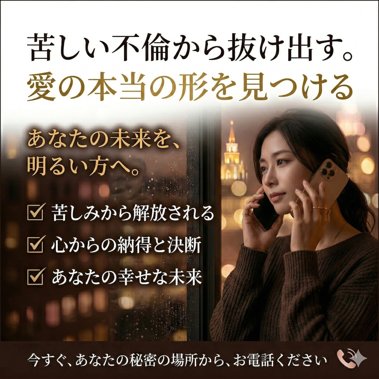なぜその不倫が苦しいのか原因を読み解きます その関係には、ちゃんと理由があります イメージ3