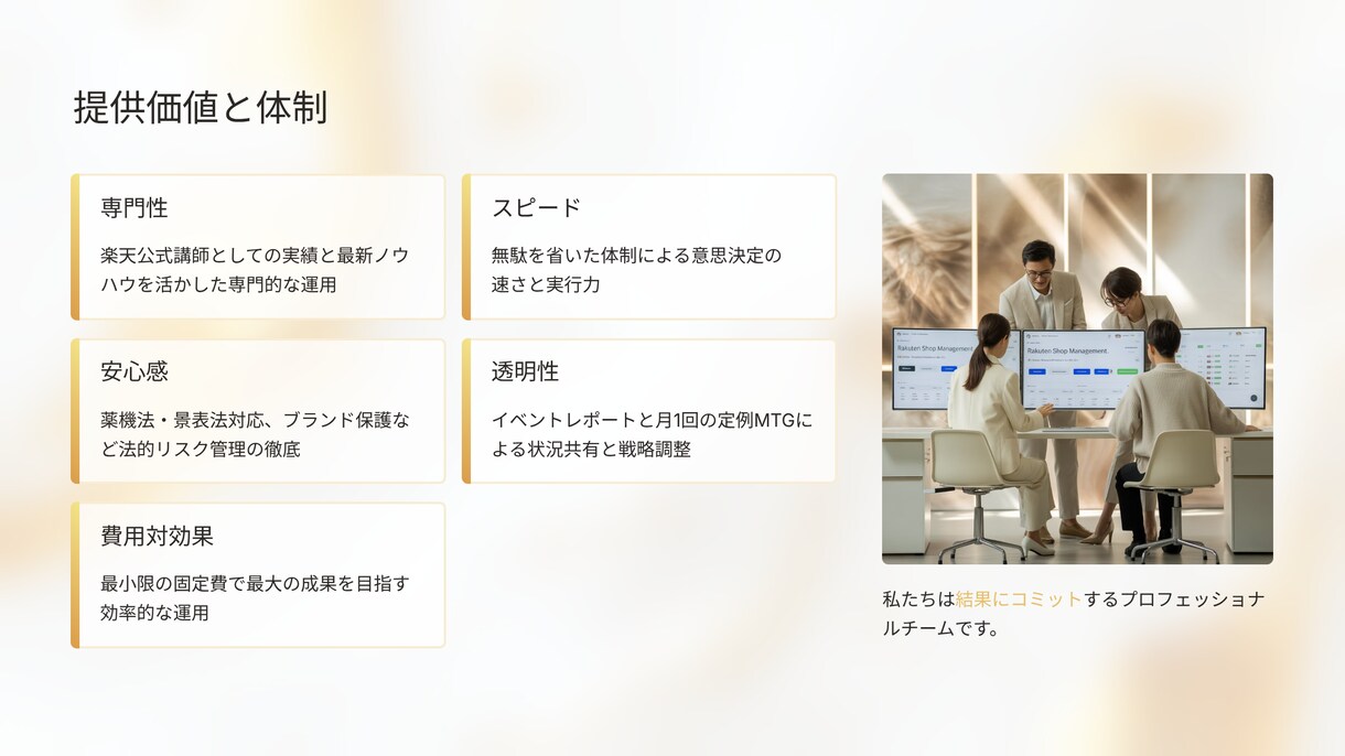 楽天プロ講師が伴走支援&運用代行まで対応します 楽天公式講師経験者が、利益重視で伴走＋運用代行を提供 イメージ10