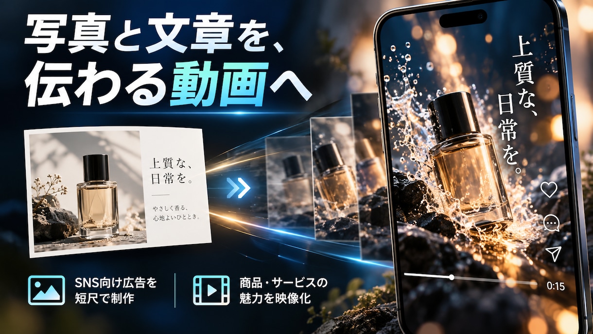 15〜30秒のAI広告ショート動画を製作します あなたの商品の魅力をSNS向け短尺AI動画にしませんか？ イメージ2