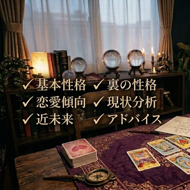 四柱推命とタロットで恋愛や相手の気持ちを鑑定します 生年月日とタロットから恋愛の悩みを丁寧に読み解きます イメージ2