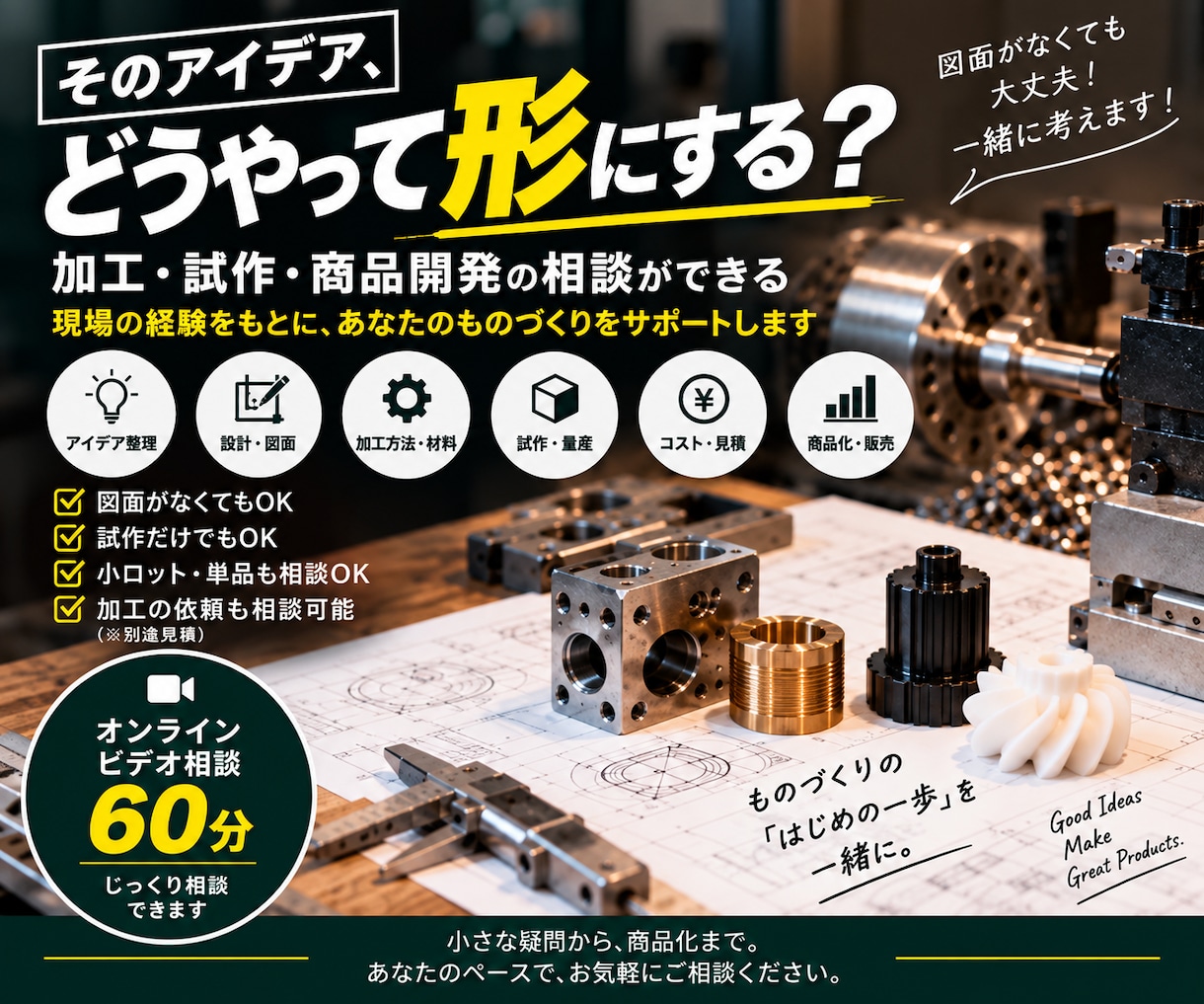 出品記念価格｜加工・試作方法を一緒に考えます 加工屋に頼む前の「これ作れる？」も歓迎です イメージ1