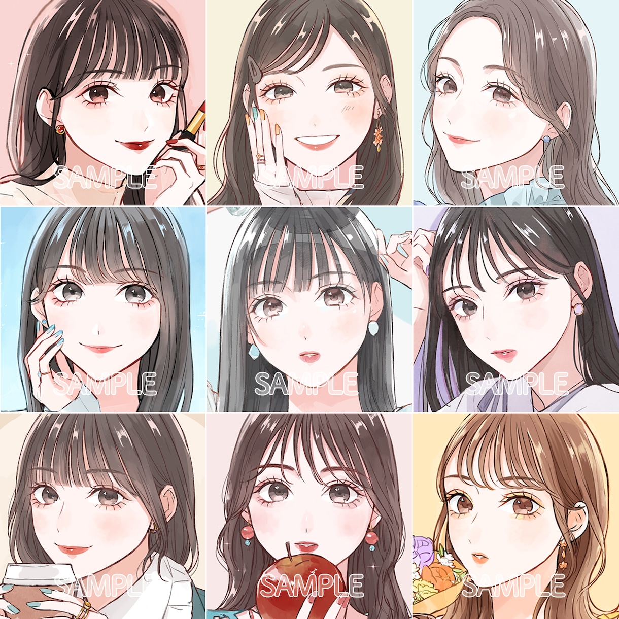 キラキラで透明感のある人物イラストを描きます SNSアイコンにおすすめ！似顔絵も大歓迎です◎ イメージ1