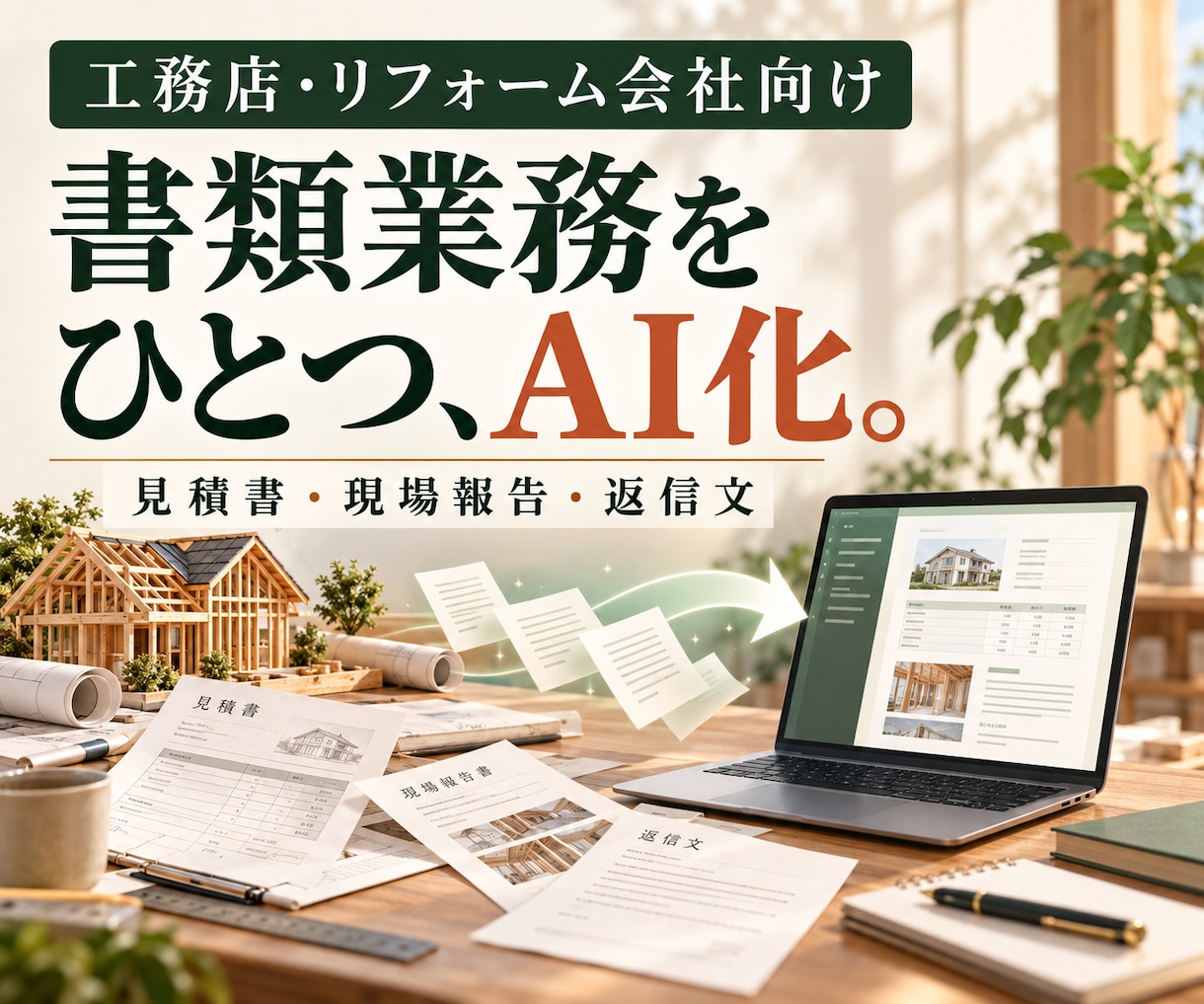 工務店・リフォームの書類業務を1つ自動化します 【12月末まで先着3件】固定価格・修正2回で1業務を自動化 イメージ1