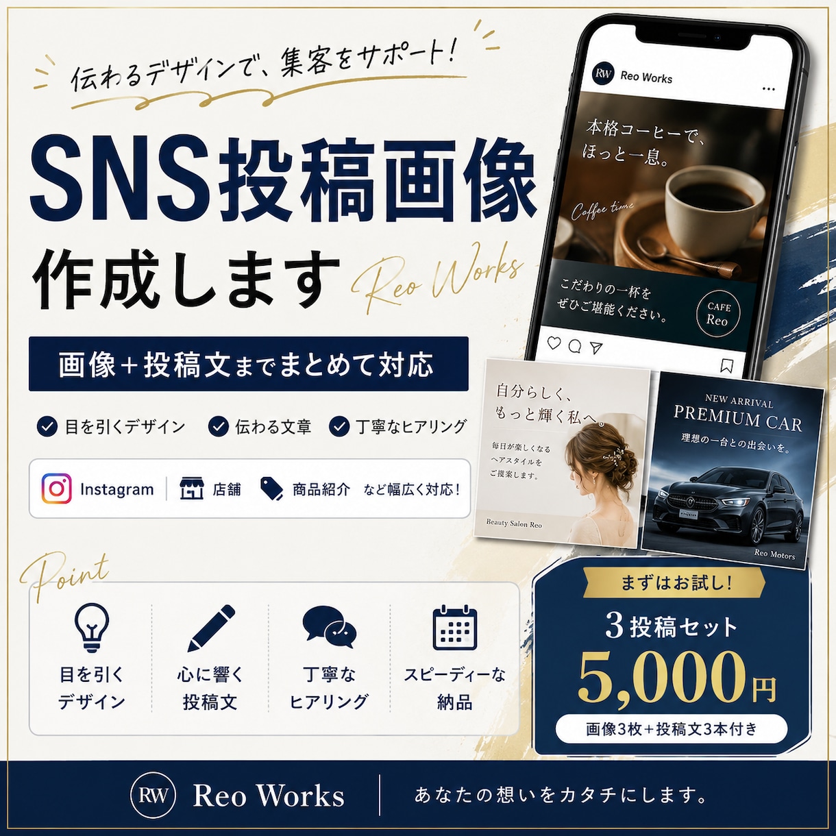 SNS投稿用の画像と文章を作成します 画像作成から投稿文までまとめてお任せください イメージ1