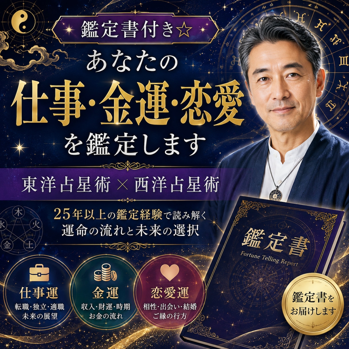 鑑定書付き☆２テーマ☆あなたの運命を鑑定します 東洋占星術×西洋占星術　仕事運・金運・恋愛運 イメージ1