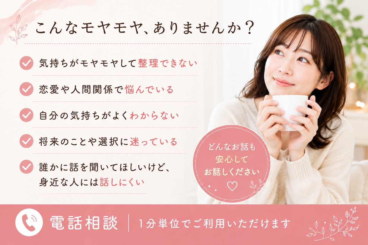 モヤモヤの原因を整理して軽くします 安心して話せる心の整理時間！一緒に紐解き！ イメージ2