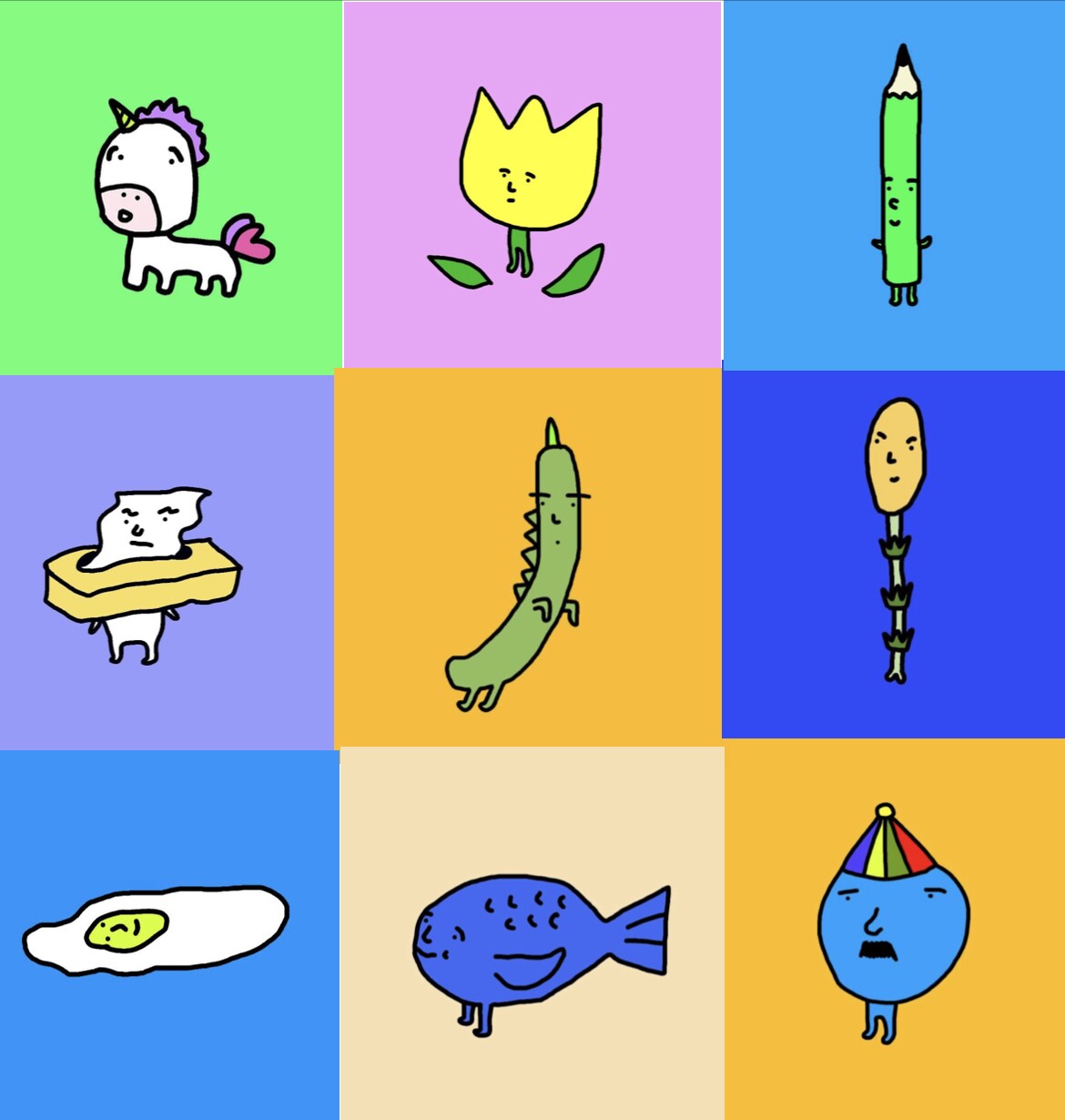 ポップなゆるーいデザインキャラクター描きます 一点もの！あなただけのアイコン、挿絵、本用など イメージ1