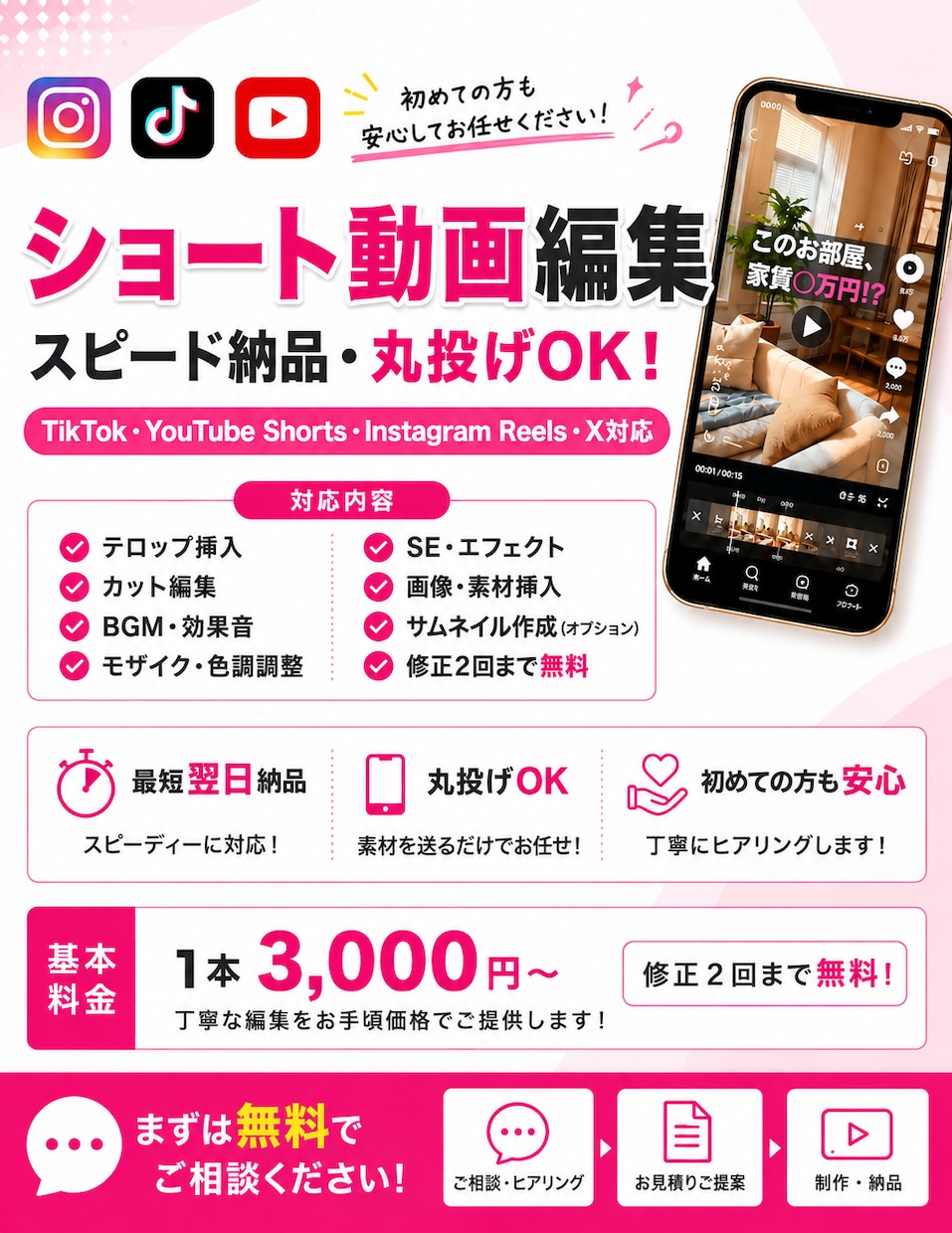 Instagramリール動画を編集します カット・テロップ・BGMまで対応！リール動画の編集をします イメージ1