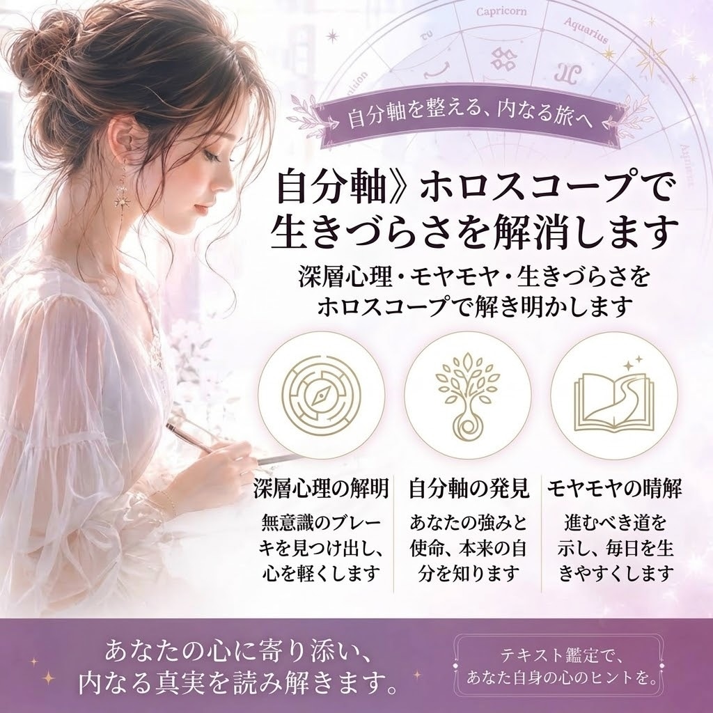 自分軸》ホロスコープで生きづらさを解消します 深層心理・モヤモヤ・生きづらさをホロスコープで解き明かします イメージ1