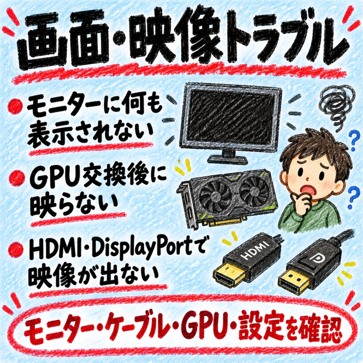 突然のPCトラブル、原因を一緒に切り分けます 電源が入らない・画面が映らない PCトラブルの原因を特定！ イメージ4