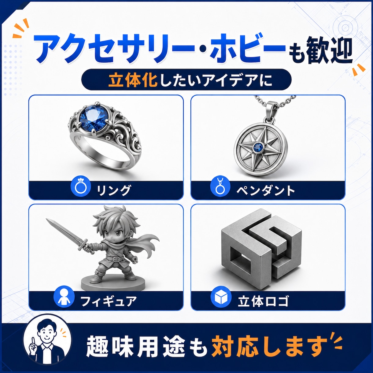 イラストから3Dデータ作成します ジュエリー・アクセサリー・キャラクター・各種製品 イメージ3