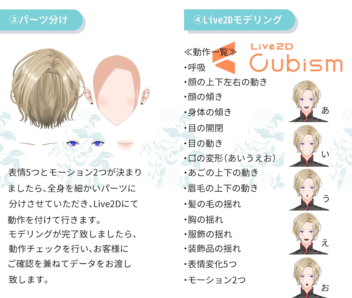 高品質‼Vtuber向けLive2Dモデル承ります 特別特典「はじめてのVtuberガイドブック」付き イメージ7