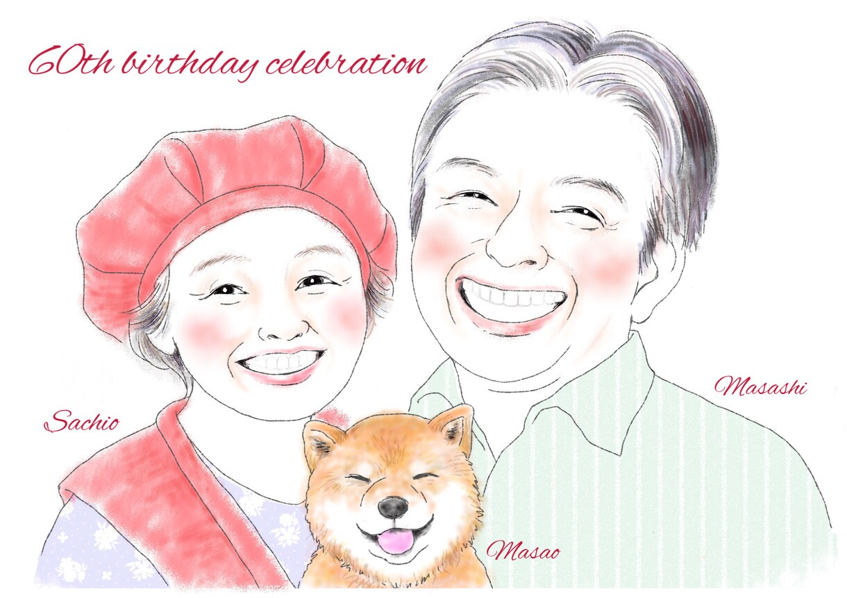 ふんわり柔らかい雰囲気の似顔絵をお描きします デザイナー経験のあるママ似顔絵師 イメージ8