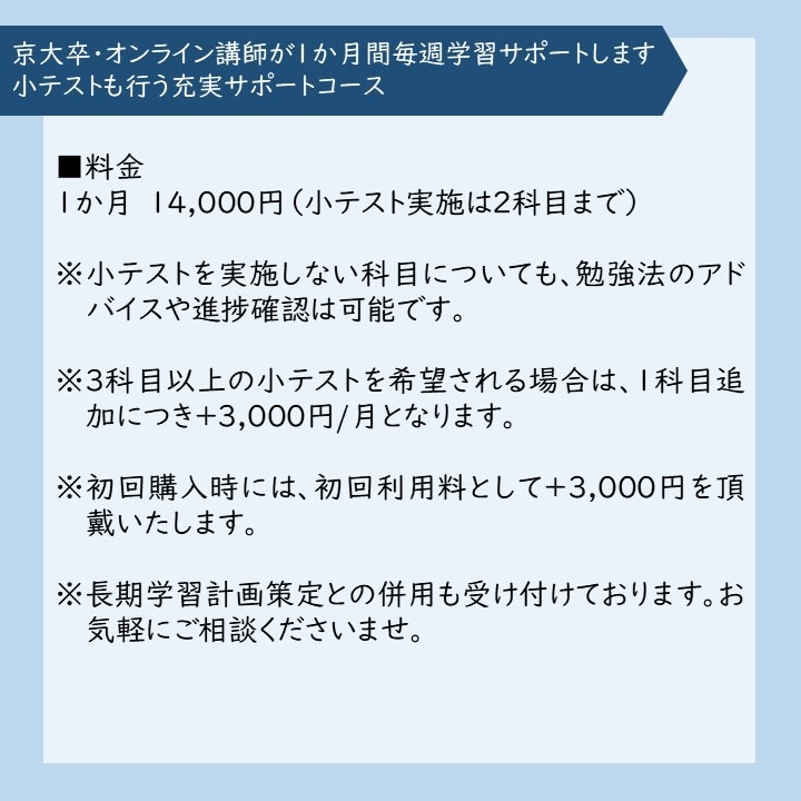 京大卒オンライン講師が1か月毎週学習サポートします 小テストも行う充実サポートコース イメージ7