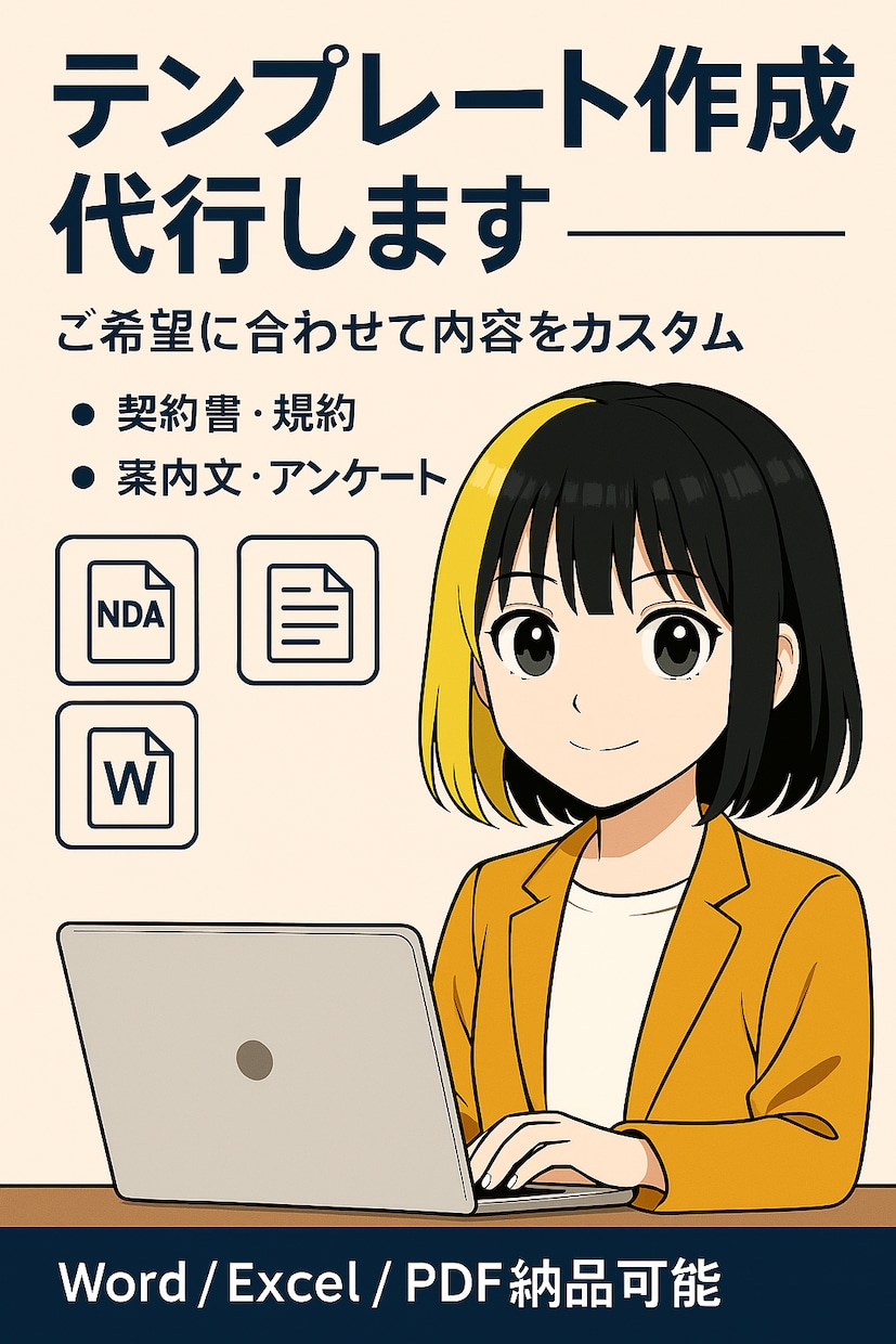 副業・個人事業主向けテンプレ作成します テンプレート作成でビジネスをサポート！ イメージ1