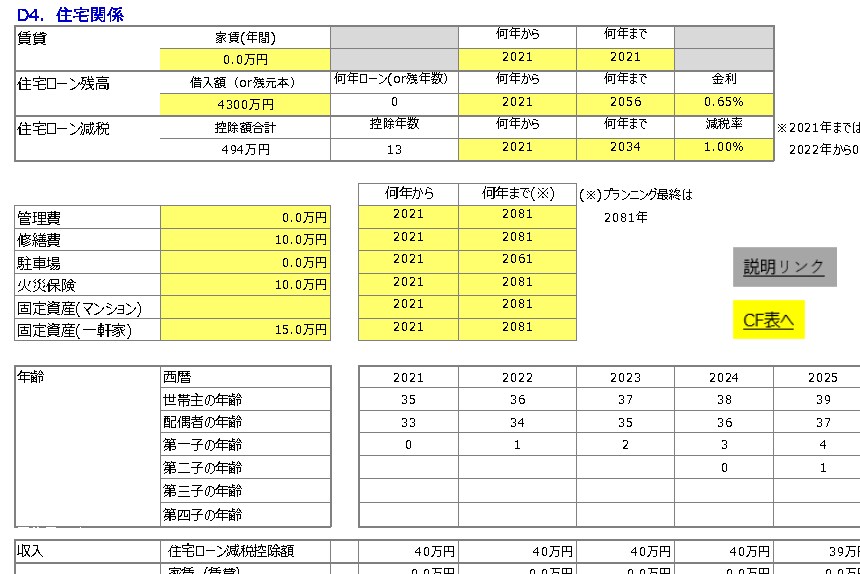 自分で作成出来るキャッシュフロー表を提供ます 60年後を見える化。家計改善は早ければ早いほど未来は明るい♪ イメージ7