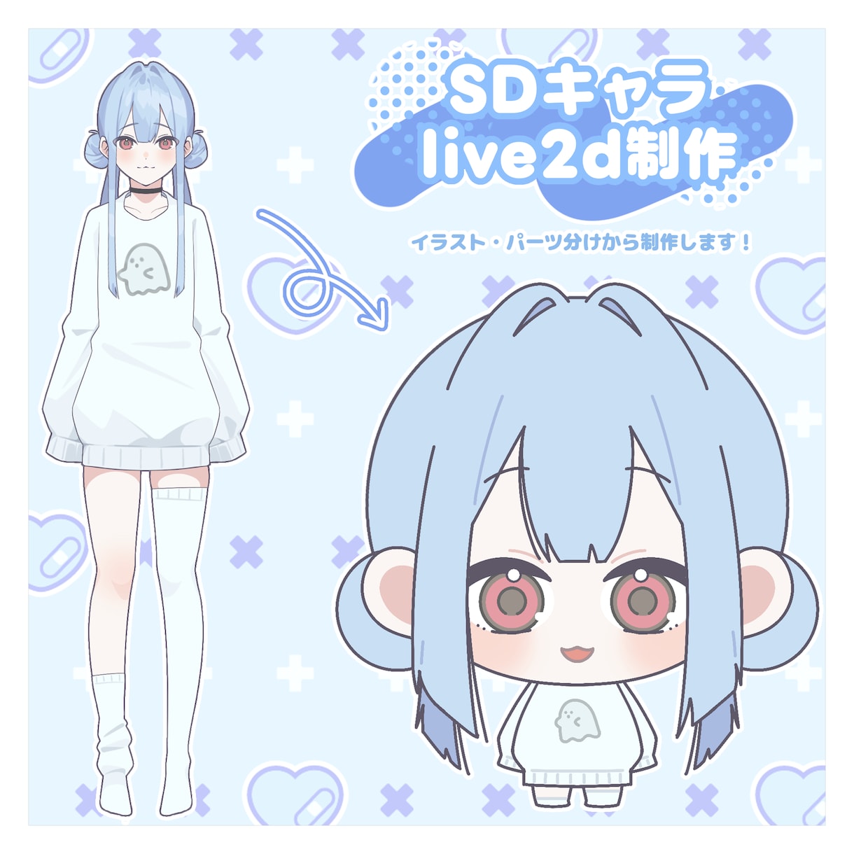 SDキャラのLive2Dモデルを制作します キャラクターイラストからまとめて制作いたします！ イメージ1