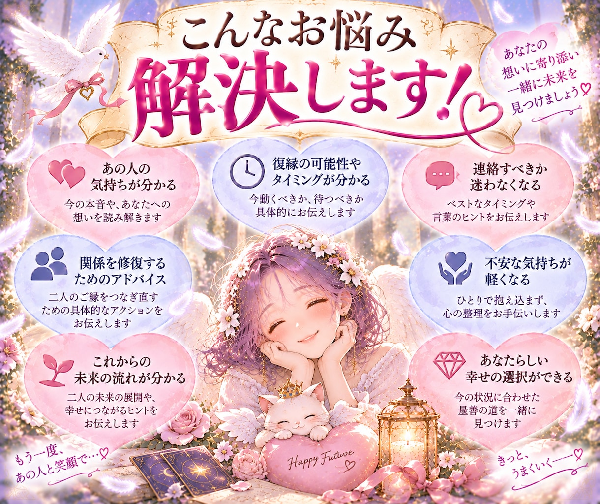 あなたと彼の未来を見抜く復縁チャット鑑定いたします 胸が苦しいその思いを、少し和らげる鑑定を、今体験しませんか？ イメージ5